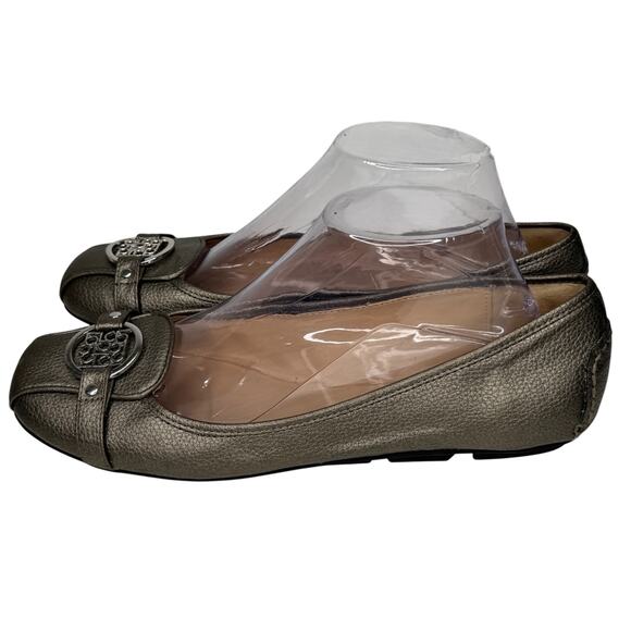 Liz Claiborne Shoes Womens 9.5 Gold Metallic Iris Ballet Flats Slip On Comfort - Picture 3 of 9